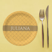 Daffodil Gold Quatrefoil op maat gemaakt Papieren Bordje