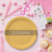  Daffodil Gold Quatrefoil op maat gemaakt Papieren Bordje (Feest)