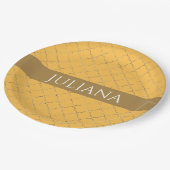  Daffodil Gold Quatrefoil op maat gemaakt Papieren Bordje (Gekanteld)