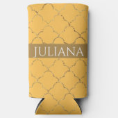  Daffodil Gold Quatrefoil op maat gemaakt Seltzer Blikjeskoeler (Voorkant)