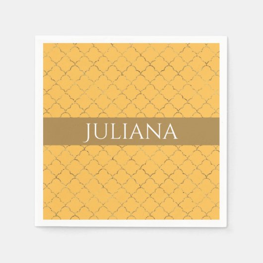  Daffodil Gold Quatrefoil op maat gemaakt Servet (Voorkant)
