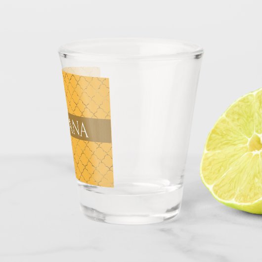 Daffodil Gold Quatrefoil op maat gemaakt Shot Glas (Rechts)