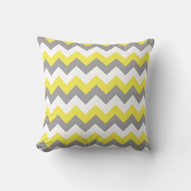 Daffodil Grey and White Zigzag 2 Kussen (Voorkant)