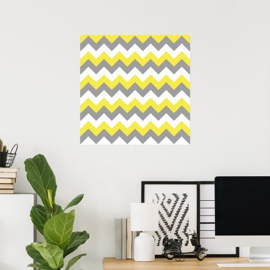 Daffodil Grey and White Zigzag 2 Poster (Thuiskantoor)