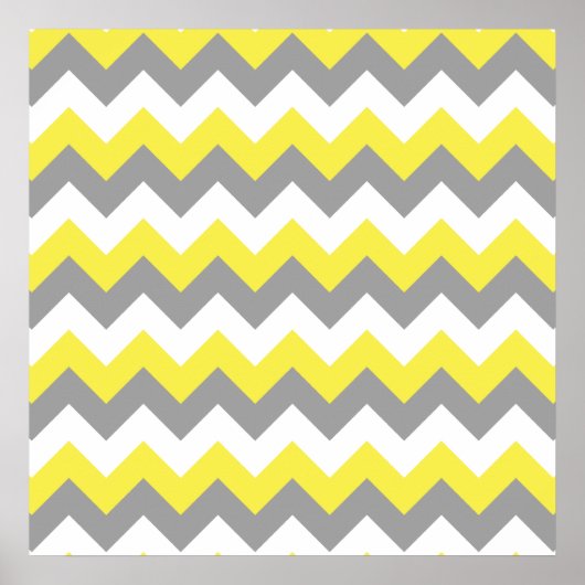 Daffodil Grey and White Zigzag 2 Poster (Voorkant)