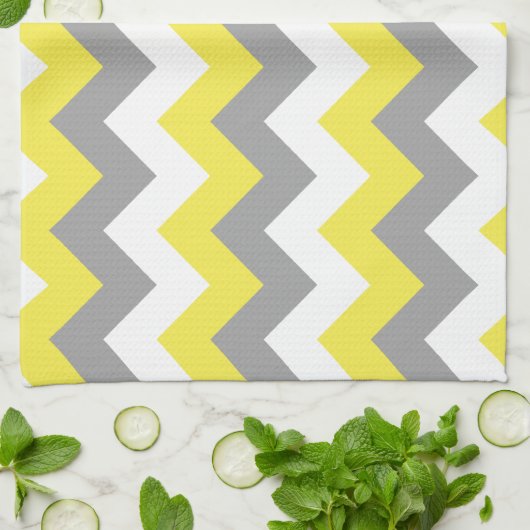 Daffodil Grey and White Zigzag 2 Theedoek (Gevouwen)