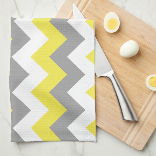 Daffodil Grey and White Zigzag 2 Theedoek (Quarter Fold)