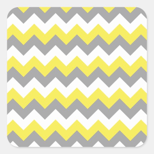 Daffodil Grey and White Zigzag 2 Vierkante Sticker (Voorkant)