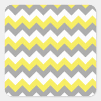 Daffodil Grey and White Zigzag 2 Vierkante Sticker