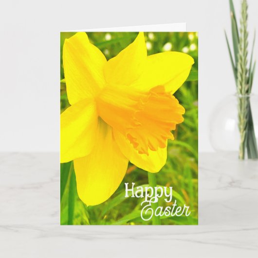 Daffodil "Happy Easter!" - Folded Greeting Card Kaart (Voorkant)