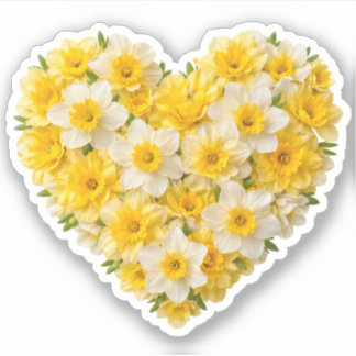 Daffodil Heart March Birth Flower Sticker