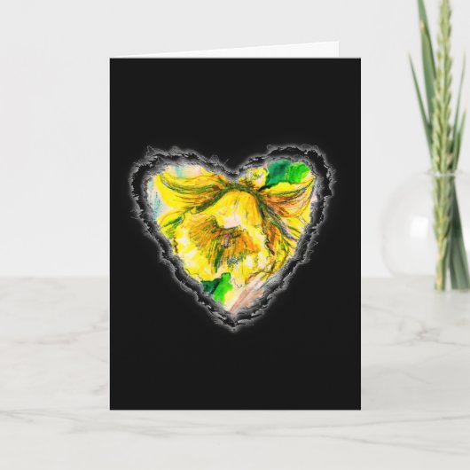 Daffodil Heart Valentijn Love Romance Kaart (Voorkant)