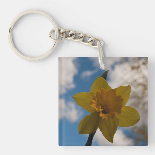 Daffodil in het voorjaar sleutelhanger (voorkant)