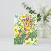 Daffodil Jonquil Ballerina Bunny Briefkaart (Staand voorkant)