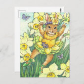 Daffodil Jonquil Ballerina Bunny Briefkaart (Voorkant / Achterkant)