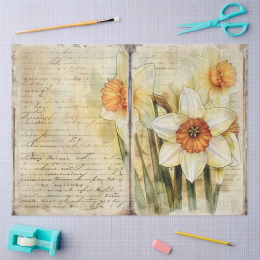 Daffodil Junk Journal Pagina's Decoupage Tissuepapier (Craft)