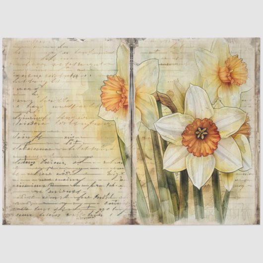 Daffodil Junk Journal Pagina's Decoupage Tissuepapier (Voorkant)