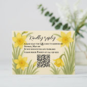 Daffodil Kiss QR Code RSVP Card (Staand voorkant)