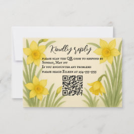 Daffodil Kiss QR Code RSVP Card Kaartje