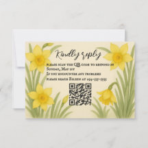 Daffodil Kiss QR Code RSVP Kaart