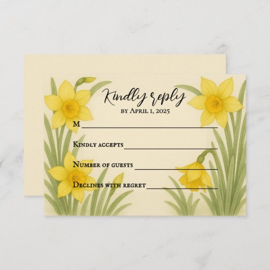 Daffodil Kiss RSVP Card (Voorkant / Achterkant)