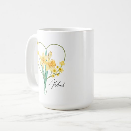 Daffodil Koffie Mok Geboorte Bloem (Voorkant links)