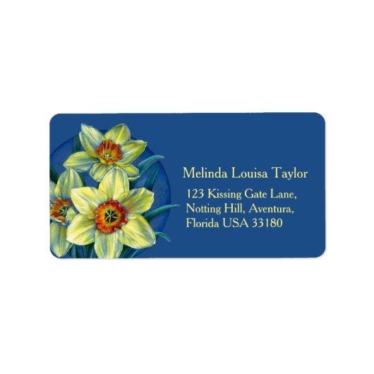 Daffodil kunst schilderij retour adres labels (Voorkant)