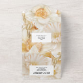 Daffodil lente bloem gouden lint bloemenbruiloft all in one uitnodiging (Buitenkant)