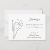 Daffodil lijn kunst begrafenis dank u nota Kaart (Voorkant)