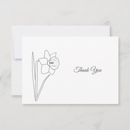 Daffodil lijn kunst begrafenis dank u nota Kaart (Achterkant)