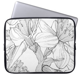 Daffodil lijn lente bloemen. laptop sleeve