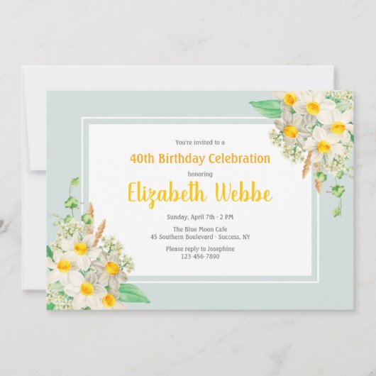 Daffodil Lijst verjaardagsuitnodiging Kaart (Voorkant)