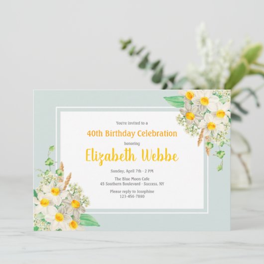 Daffodil Lijst verjaardagsuitnodiging Kaart (Staand voorkant)