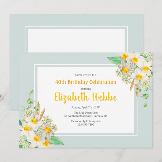 Daffodil Lijst verjaardagsuitnodiging Kaart (Voorkant / Achterkant)