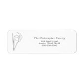 Daffodil Line Art retour adreslabel Etiket (Voorkant)