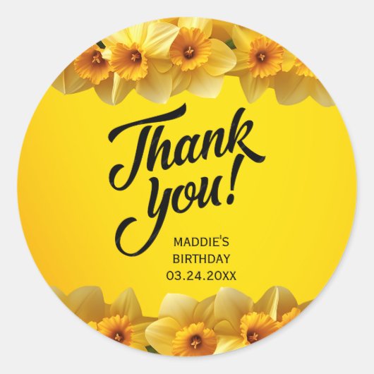 Daffodil March Geboortebloem Verjaardag Ronde Sticker (Voorkant)