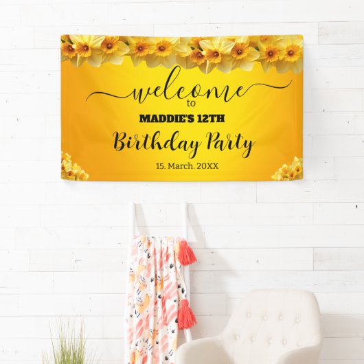 Daffodil March Geboortebloem Verjaardag Spandoek (Insitu)