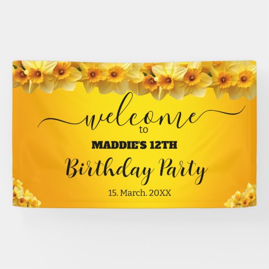  Daffodil March Geboortebloem Verjaardag Spandoek (Horizontaal)