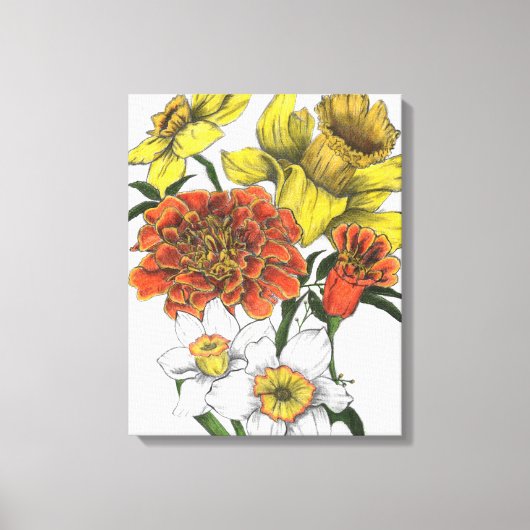 Daffodil, Marigold en Narcissus kleurencanvas Canvas Afdruk (Voorkant)