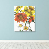 Daffodil, Marigold en Narcissus kleurencanvas Canvas Afdruk (Insitu (Houten vloer))