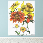 Daffodil, Marigold en Narcissus kleurencanvas Canvas Afdruk (Insitu (Houten vloer))