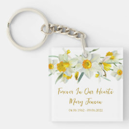 Daffodil Memorial Funeral Photo Keychain