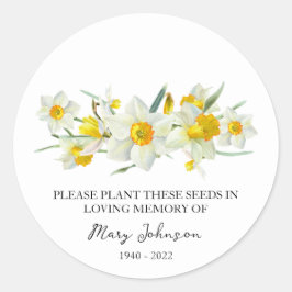 Daffodil Memorial Funeral Seed Packet Ronde Sticker