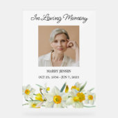Daffodil Memorial Photo Funeral Acrylic Sign Acryl Bord (Voorkant)