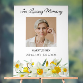Daffodil Memorial Photo Funeral Acrylic Sign Acryl Bord