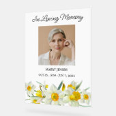 Daffodil Memorial Photo Funeral Acrylic Sign Acryl Bord (Hoek)