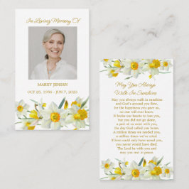 Daffodil Memorial Photo Funeral Prayer Card Visitekaartje