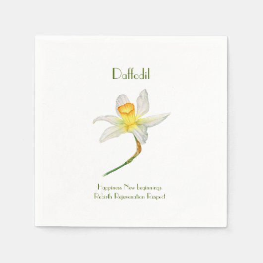 Daffodil met bloembetekenis botanische waterverf servet (Voorkant)