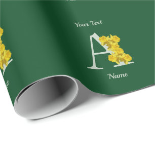 Daffodil Monogram Initiaal A Cadeaupapier