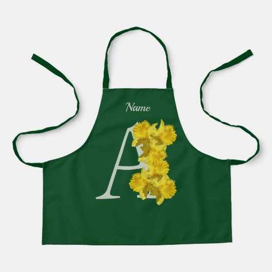 Daffodil Monogram Initiaal A Jouw naam Apron Schort (Voorkant)